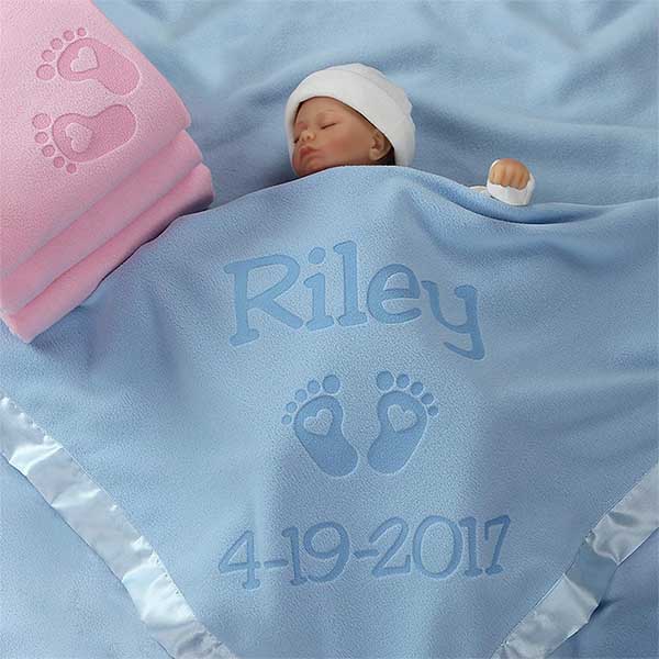 Personalized Newborn Baby Blanket Satin Trim Custom Blanket