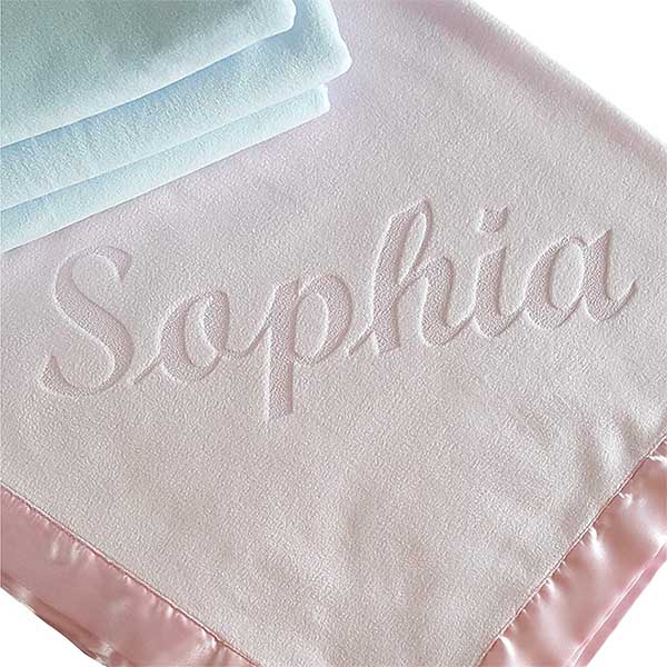 Personalized Newborn Baby Blanket Wide Satin Trim