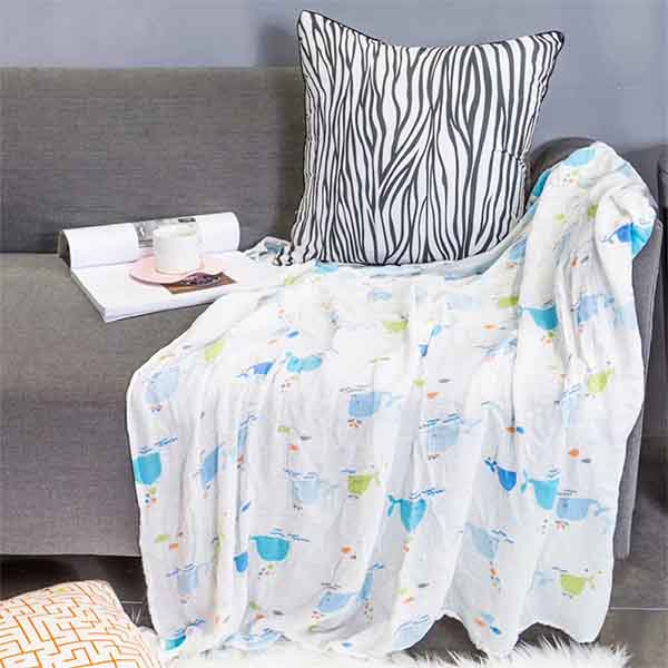 Double Layer Organic Cotton Muslin Custom Print Baby Swaddle Blanket