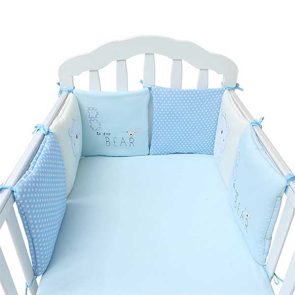 6PCS Cotton Baby Crib Bumper Liner Cot Bed Protector Bedding Set